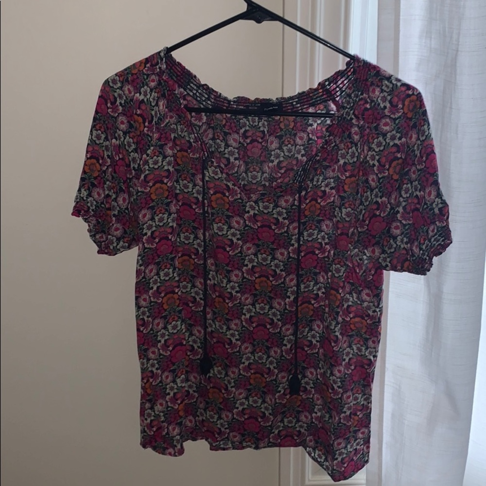 Pink floral blouse